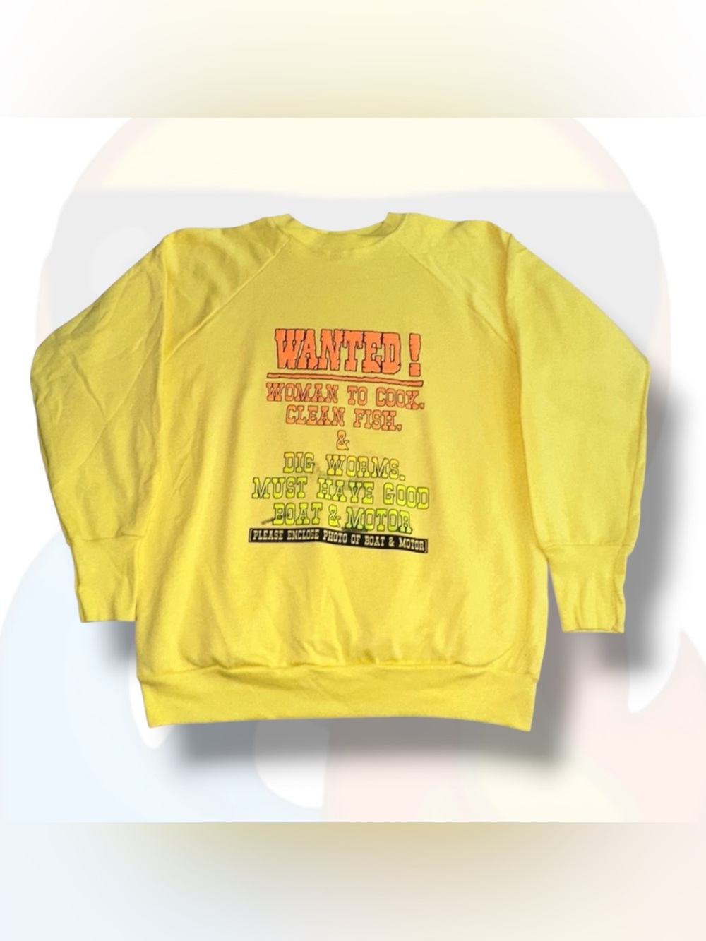 Vintage Wanted! Fishing Woman Signal Crewneck Sweatshirt